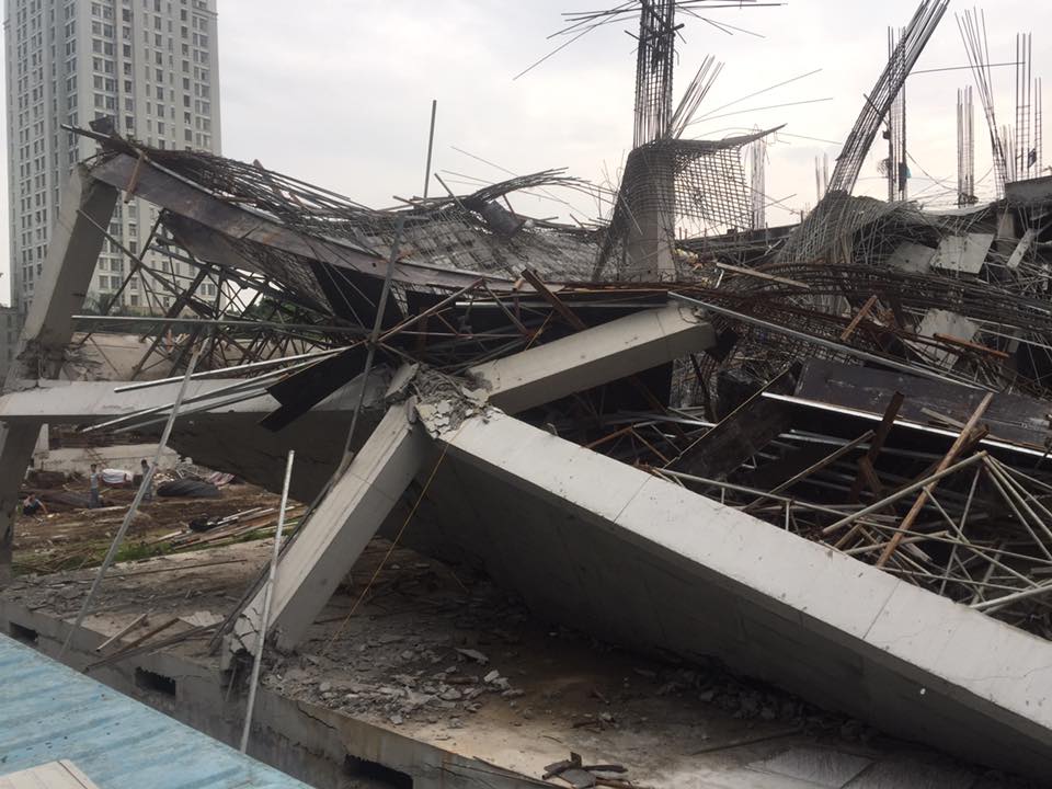 Công trình xây dựng Trường Mầm non Vườn Xanh bị đổ sập